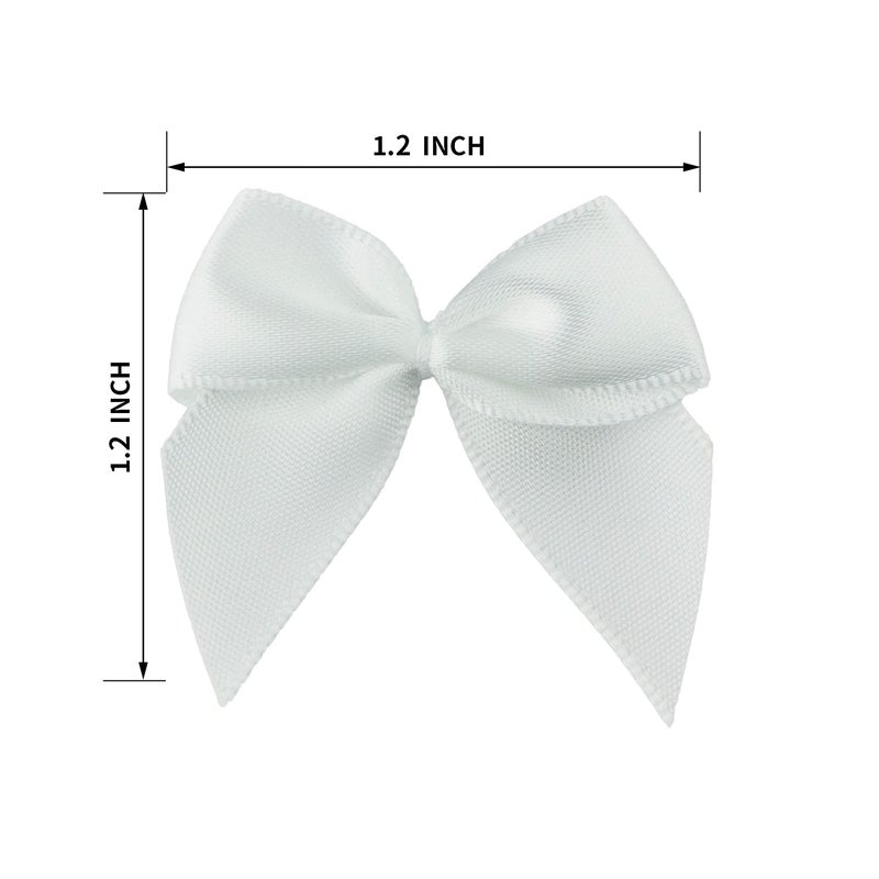 7Rainbows 50pcs Boutique Mini White Satin Ribbon Bows Flowers Appliques DIY Craft for Sewing Scrapbooking Wedding and Gift - Image 3